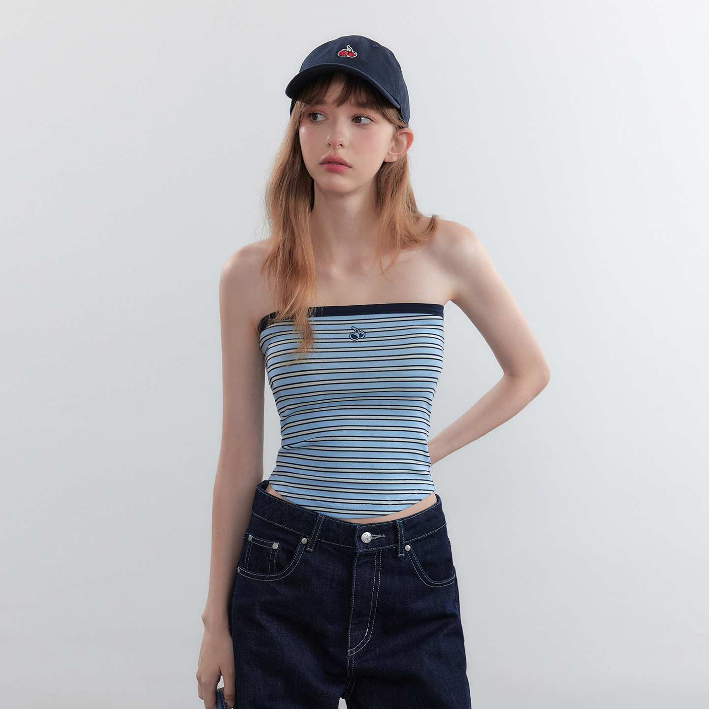 樱桃KIRSH韩系抹胸条纹背心