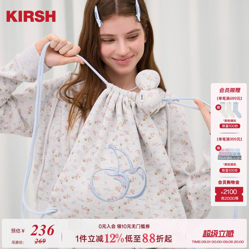 樱桃KIRSH韩系碎花华夫格抽绳包图片