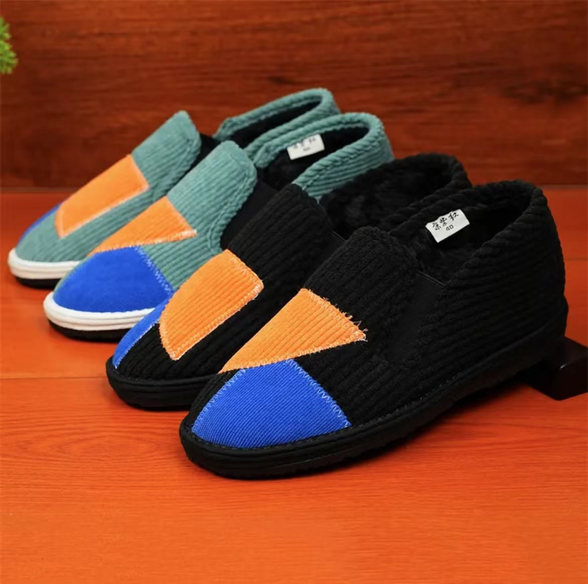 京紫红冬季拼接加绒加厚中高帮布鞋千层底防滑耐磨居家一脚蹬男女,流行男鞋,布鞋,淘宝优惠券,粉丝福利购,淘宝优惠卷