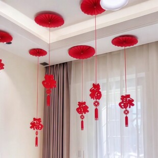 2026新年装饰马年福字挂件客厅天花板空中吊饰客厅氛围感场景布置