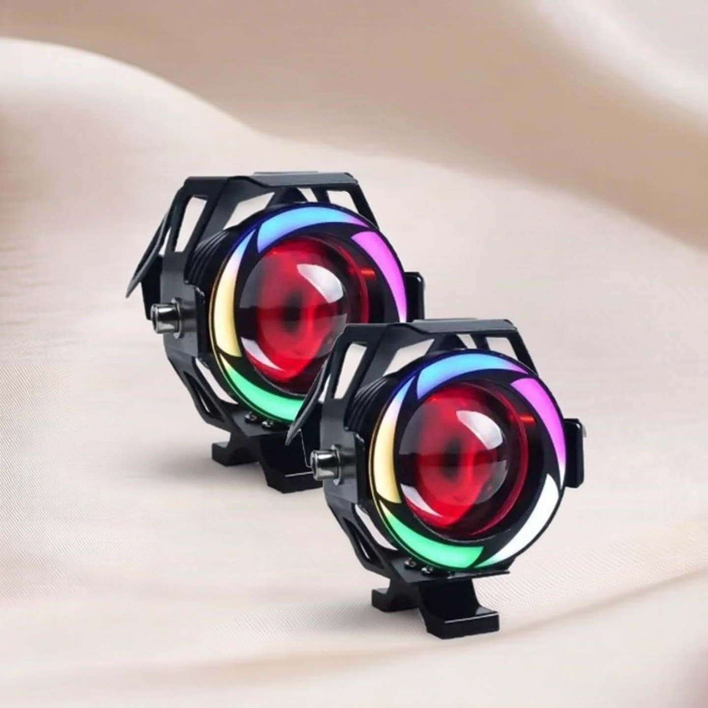 改装超亮led大灯电动电车灯激光炮开道爆闪外置射灯摩托车强光款