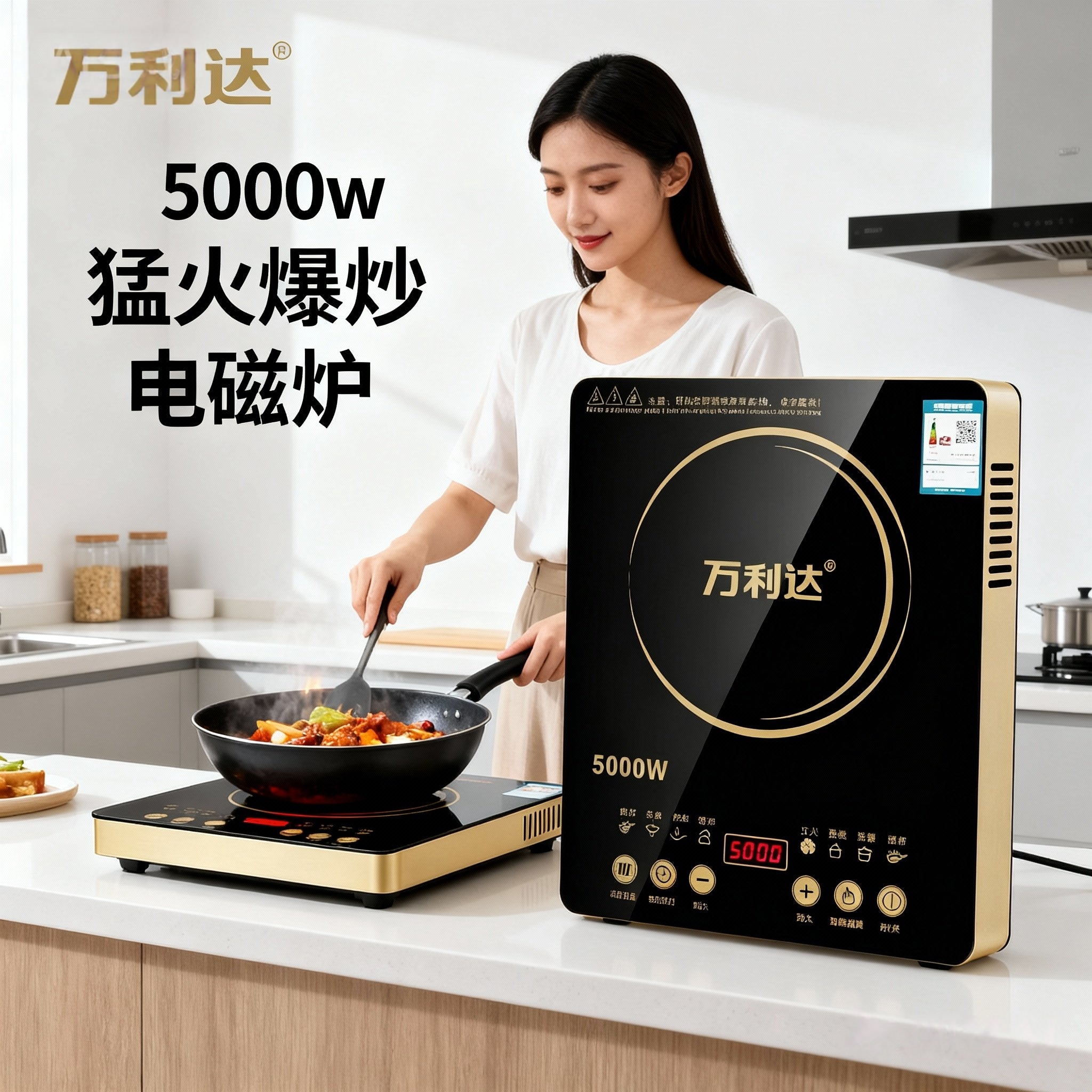 万利达电磁炉家用商用5000W大功率多功能火锅一体炒菜炉正品进口