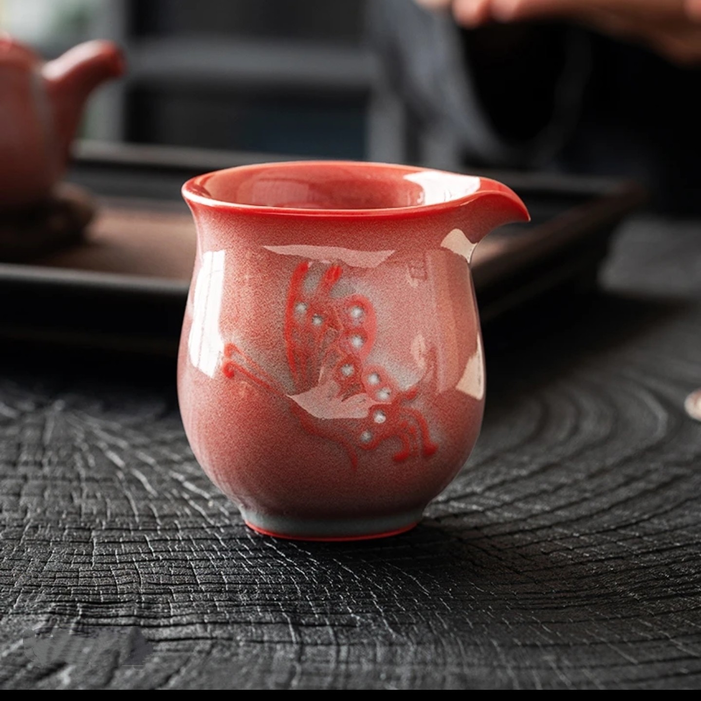 郑旭东红炉点雪公道杯青瓷茶具分茶器手工家用中式创意高端公道杯