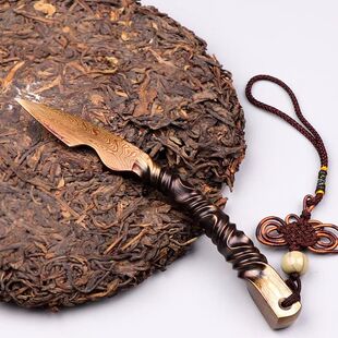 龙泉市百炼钢茶刀家用普洱茶茶刀花纹钢茶刀普洱茶刀撬茶刀茶针