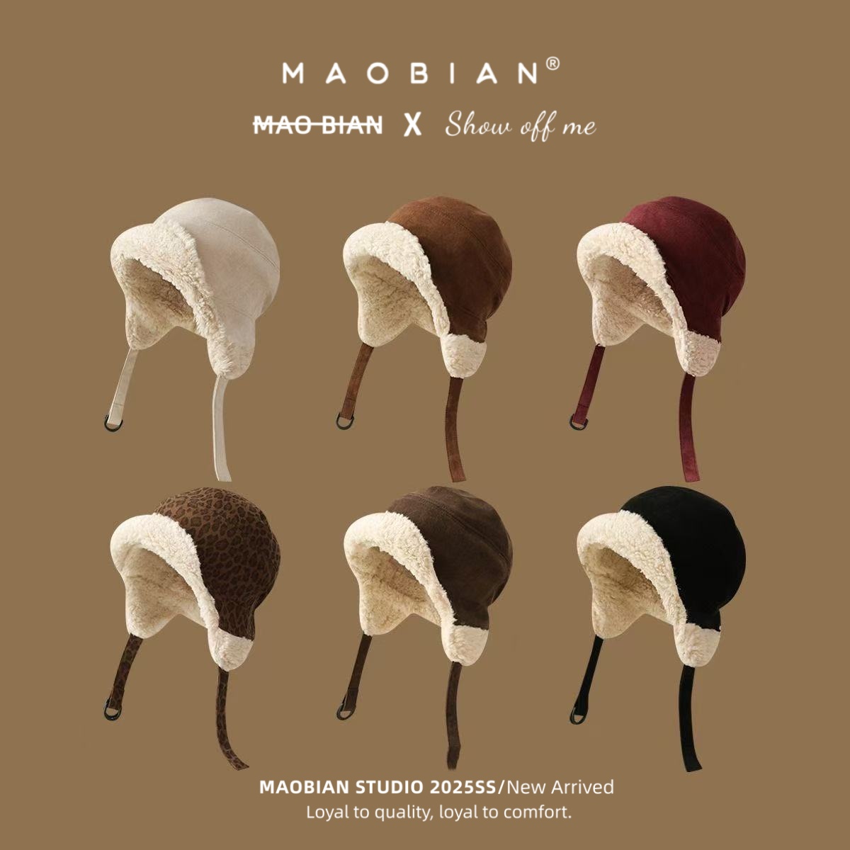 出口韩国大头围羊羔绒护耳飞行帽