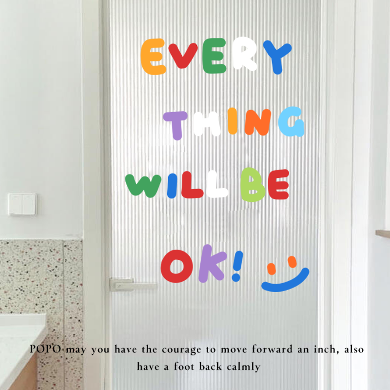 励志文字镜子贴纸卫生间防撞防水玻璃贴多巴胺窗户静电贴窗花装饰