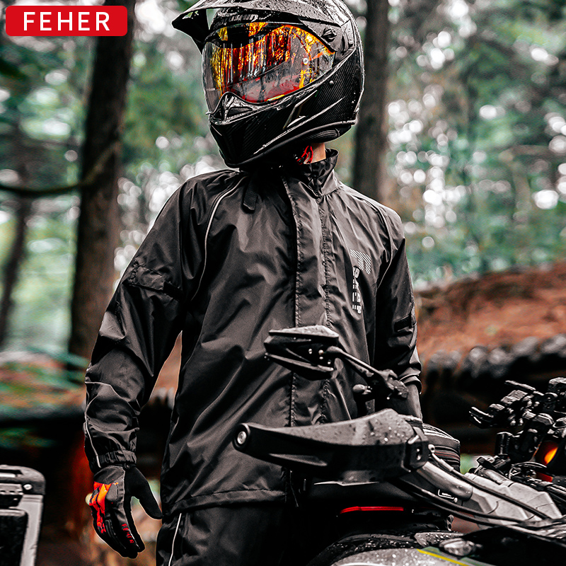 FEHER摩托车雨衣骑行套装男暴雨外卖骑手分体雨裤机车防水雨服女