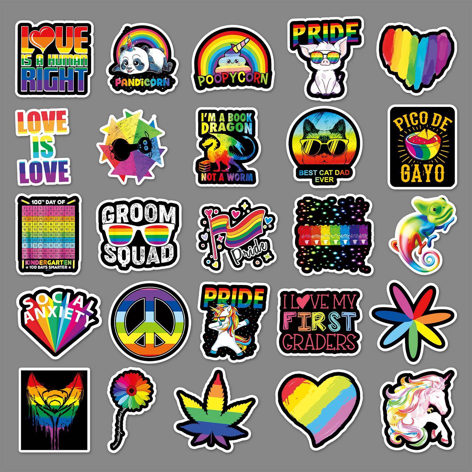 100张不重复彩色系卡通贴纸笔记本电脑汽车滑板车不干胶j防水贴纸