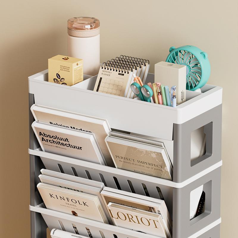 教室桌边书架可移动书桌旁书立架落地小推车置物架办公室收纳柜子