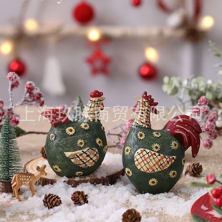 圣诞树脂摆件可爱卡通动物造型摆件创意现代风酒柜家居摆放装饰