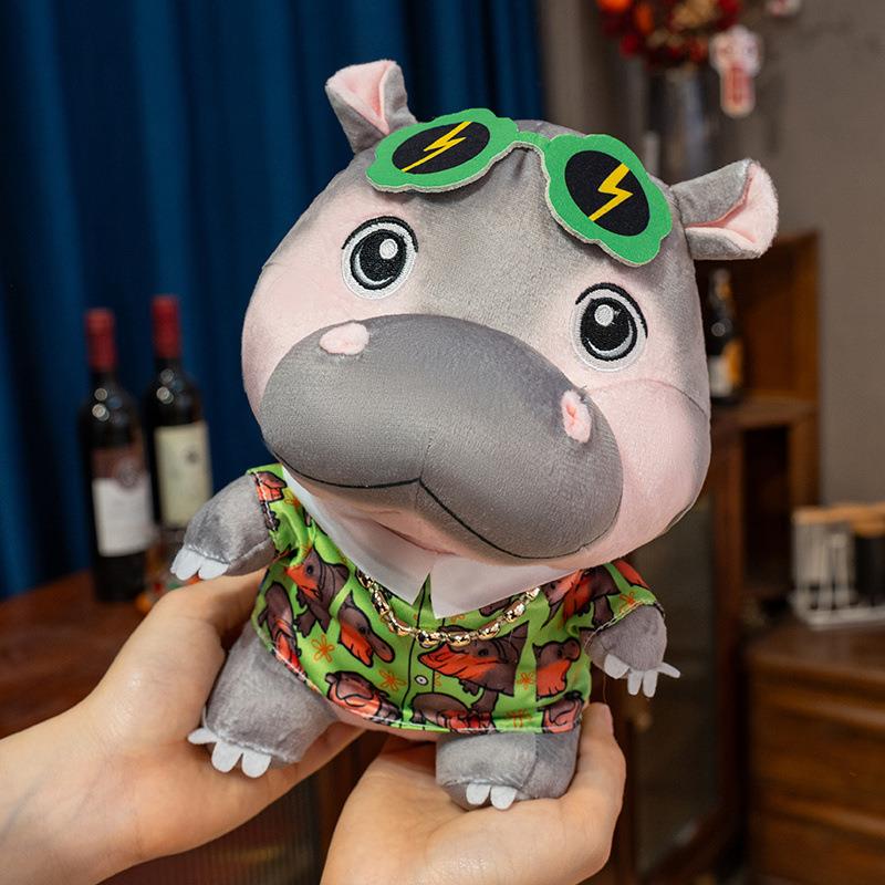 网红侏儒河马毛绒玩偶公仔弹跳猪河马玩具公仔玩偶挂件抓机娃娃