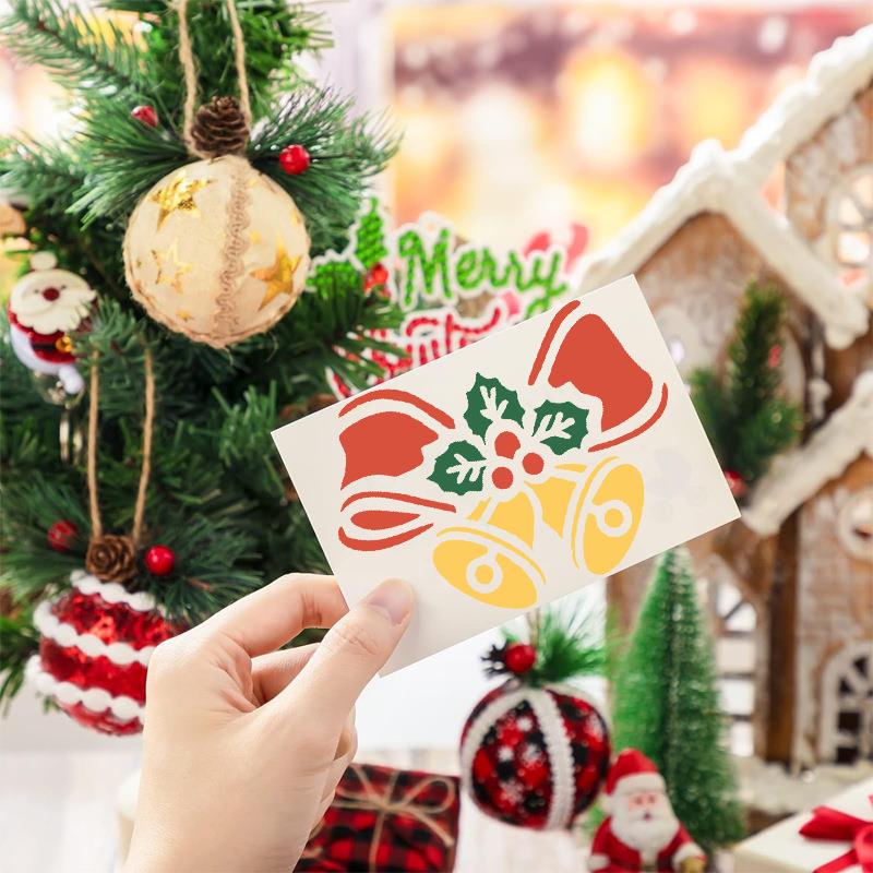 跨境爆款64件圣诞节DIY镂空绘画模板儿童易清洗涂鸦水洗临摹版