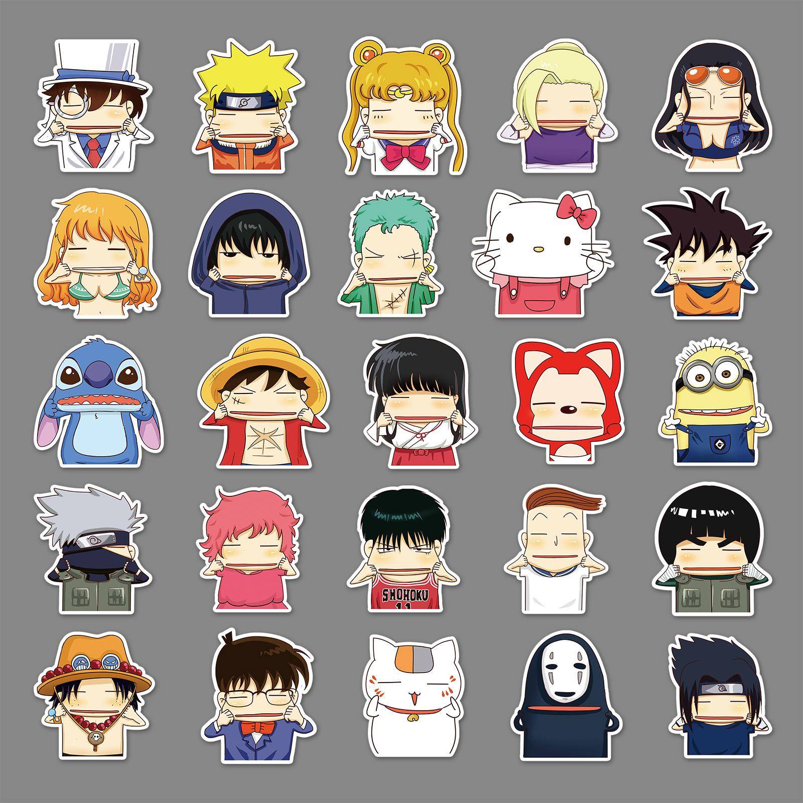 50张卡通捧脸动作涂鸦贴纸旅行箱行李箱笔记本电脑装饰防水贴纸