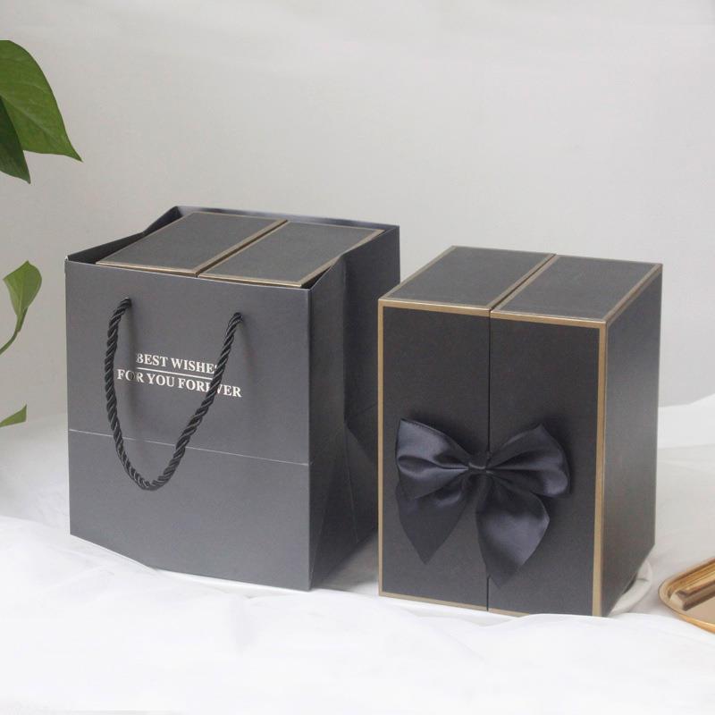 厂家现货粉色双开门高档永生花首饰礼盒DIY创意手工香皂花抽屉盒