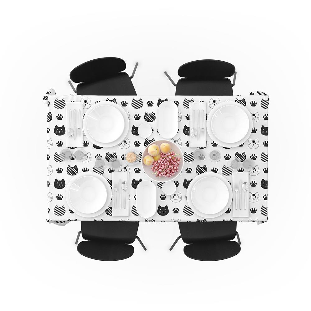 派对用品可爱印花桌布 一次性卡通小猫塑料桌布 长方形野餐台布