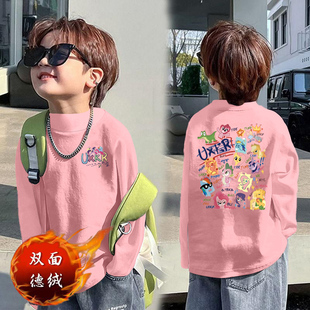 秋冬季男女童新款保暖内搭长袖半高领超柔软糯德绒儿童打底衫上衣