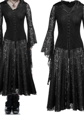 Vintage Black Lace Long Sleeve  Dress 复古黑色蕾丝长袖连衣裙
