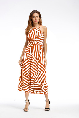 印花宽松连衣裙大摆长裙