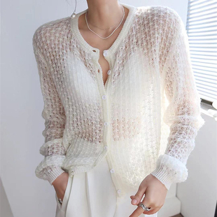 Perspective loose single breasted cardigan透视宽松单排扣开衫