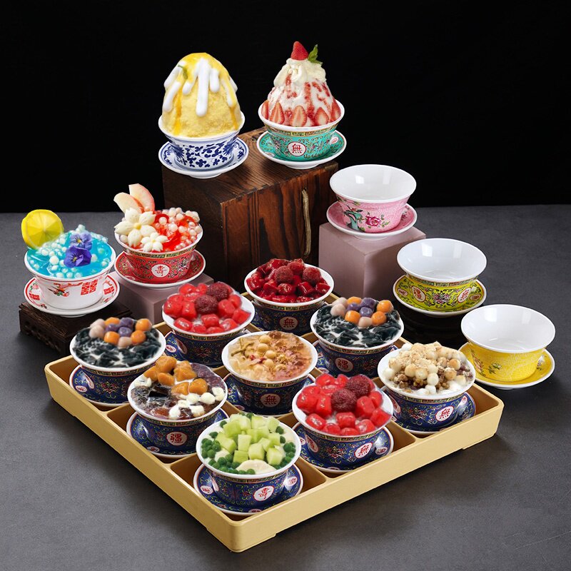 深盖碗密胺网红甜品碗糖水铺雪花绵绵冰碗火锅店创意刨冰碗雪糕碗图片