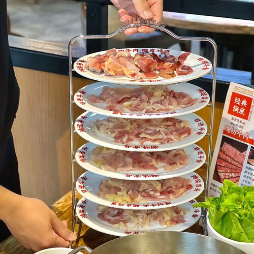 鸡煲店专用盘子脆皮鸡架子椭圆形不锈钢多层盘架火锅凉菜捞盘子架