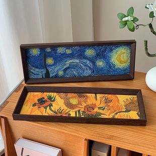 梵高莫奈复古油画风摆件相框画卧室客厅餐厅玄关软装 饰挂画礼物 装