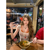 piggy 修身 甜心暗涌 格纹内搭套装 甜辣三件套 两色罩衫 八盖pinky