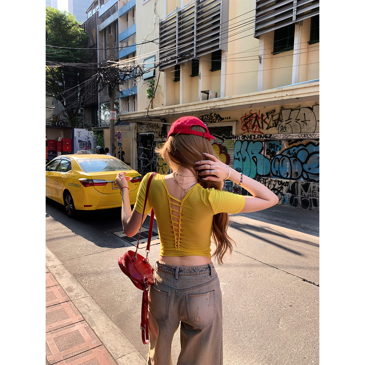 八盖pinkypiggy网纱拼接T恤