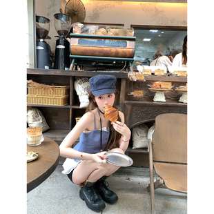 夏日革命 气质假两件衬衣拼接吊带收腰别致上衣 piggy 八盖pinky