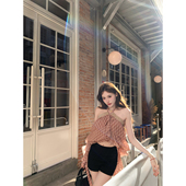 夏日预演 八盖pinky piggy 设计感两色不规则飘带绑带挂脖上衣夏