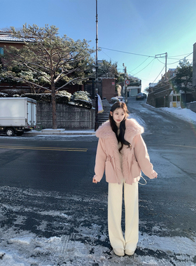 八盖pinky piggy 冬日刚需 百搭加绒菱格针织裤高腰显瘦垂感长裤