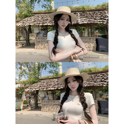 八盖pinkypiggy刺绣修身T恤