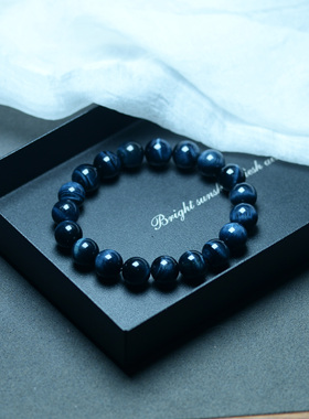 天然虎眼石手串单圈蓝虎眼小众