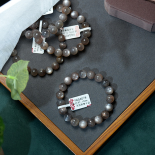 天然黑骨干水晶手链女黑金太阳石月光石猫眼石男送人礼物一物一图
