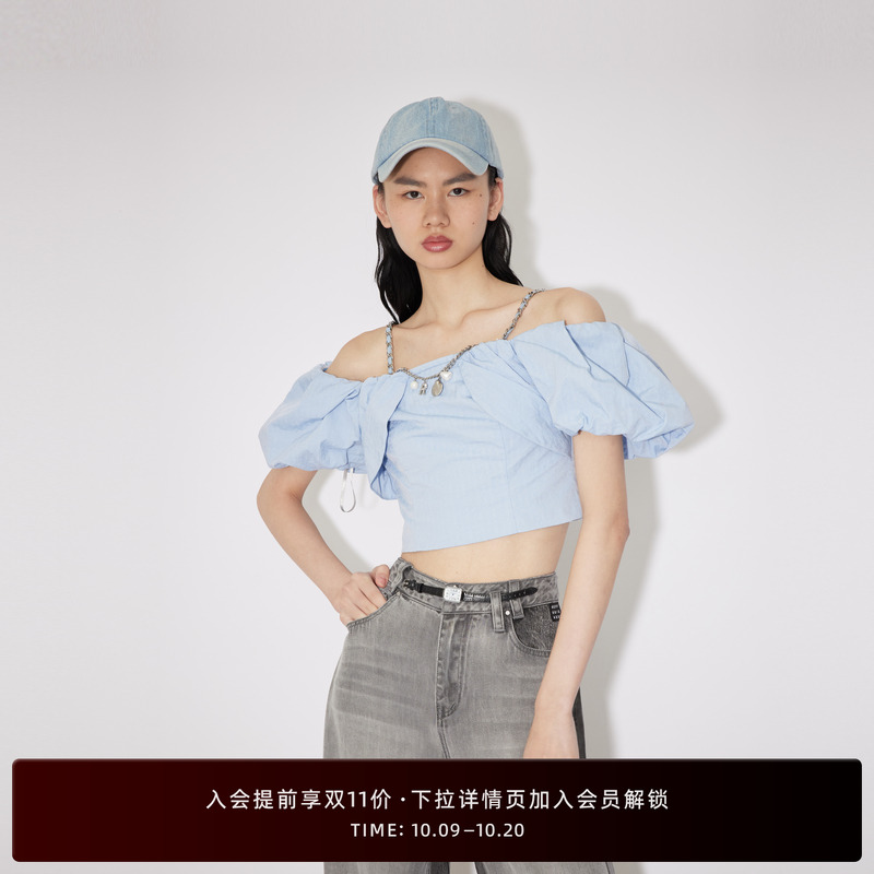 【爆款返场】REVAN芮范奥莱夏季少女度假风露肩短单衣RM30801110