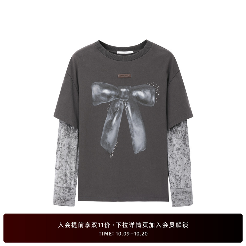 REVAN芮范奥莱冬季设计师款趣味蝴蝶结印花单衣RM90802281