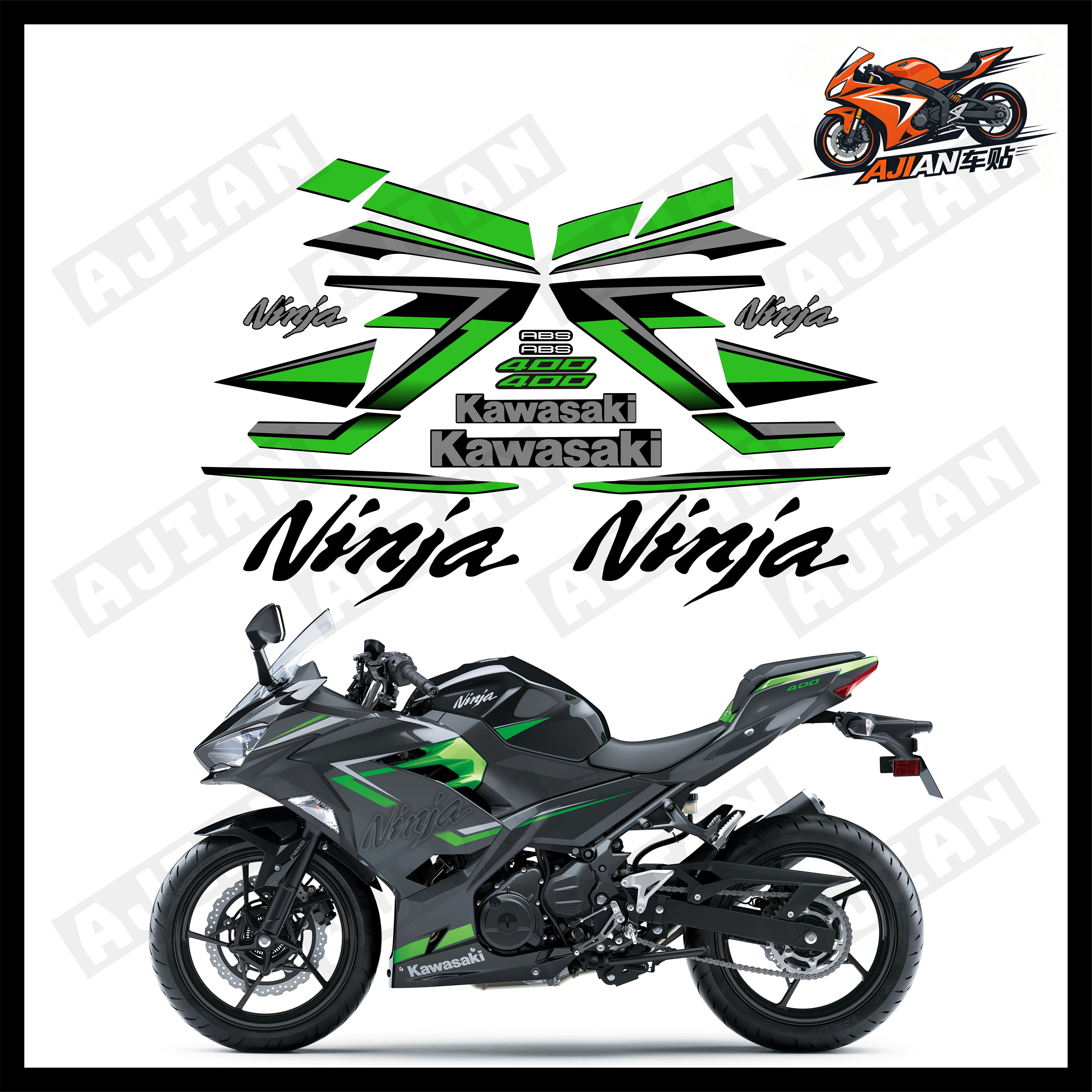 23款川崎NINJA400全车防水贴纸图片