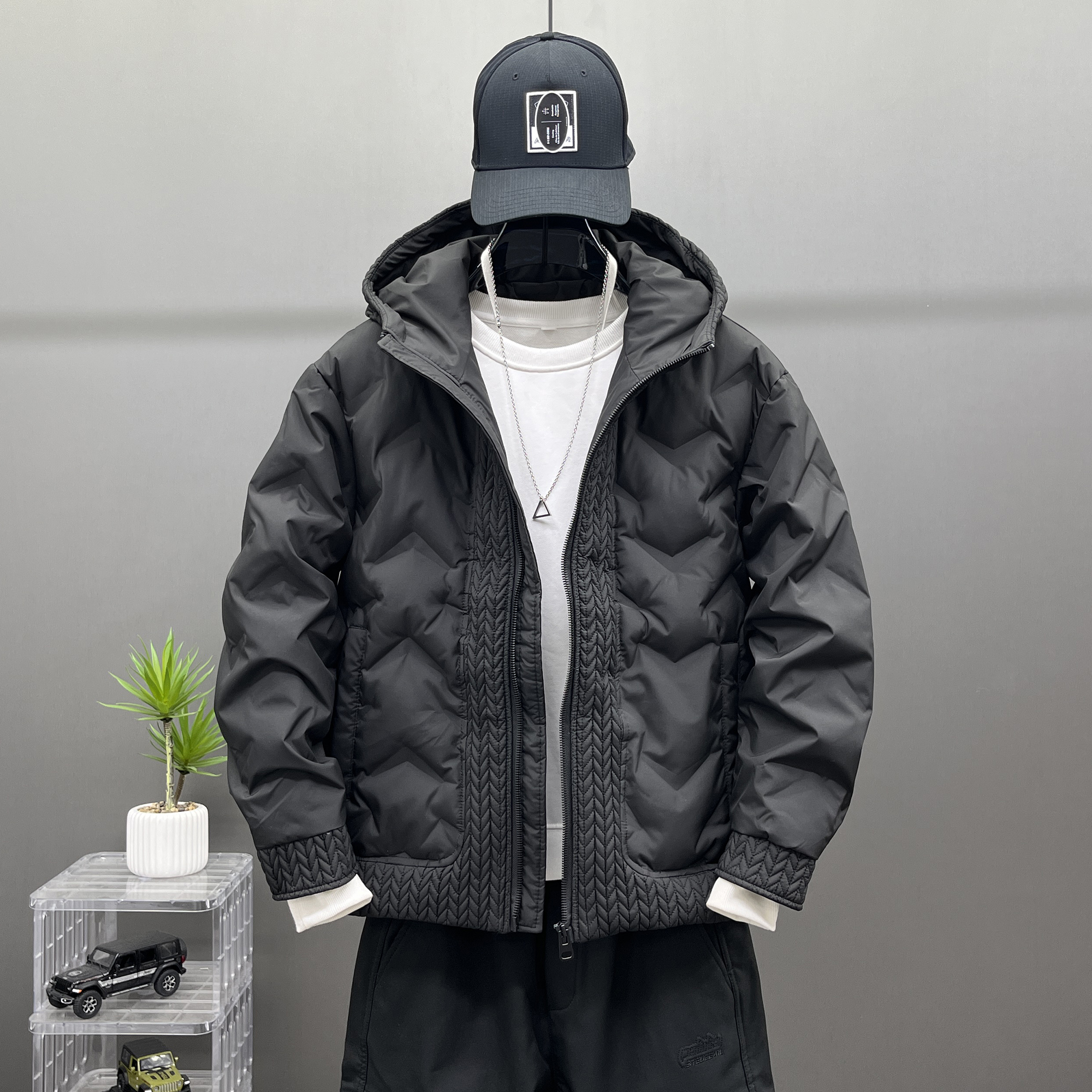 轻奢短裤轻薄羽绒服男冬季连帽