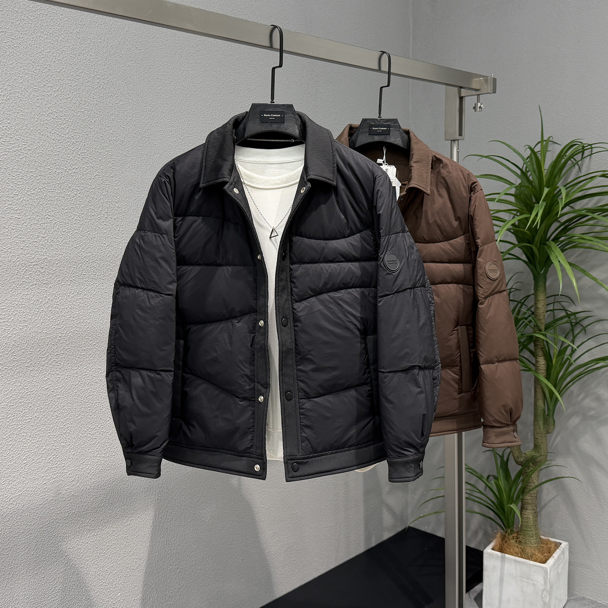 2025冬季新款拼接翻轻薄羽绒服男士韩版潮流休闲白鸭绒修身外套潮