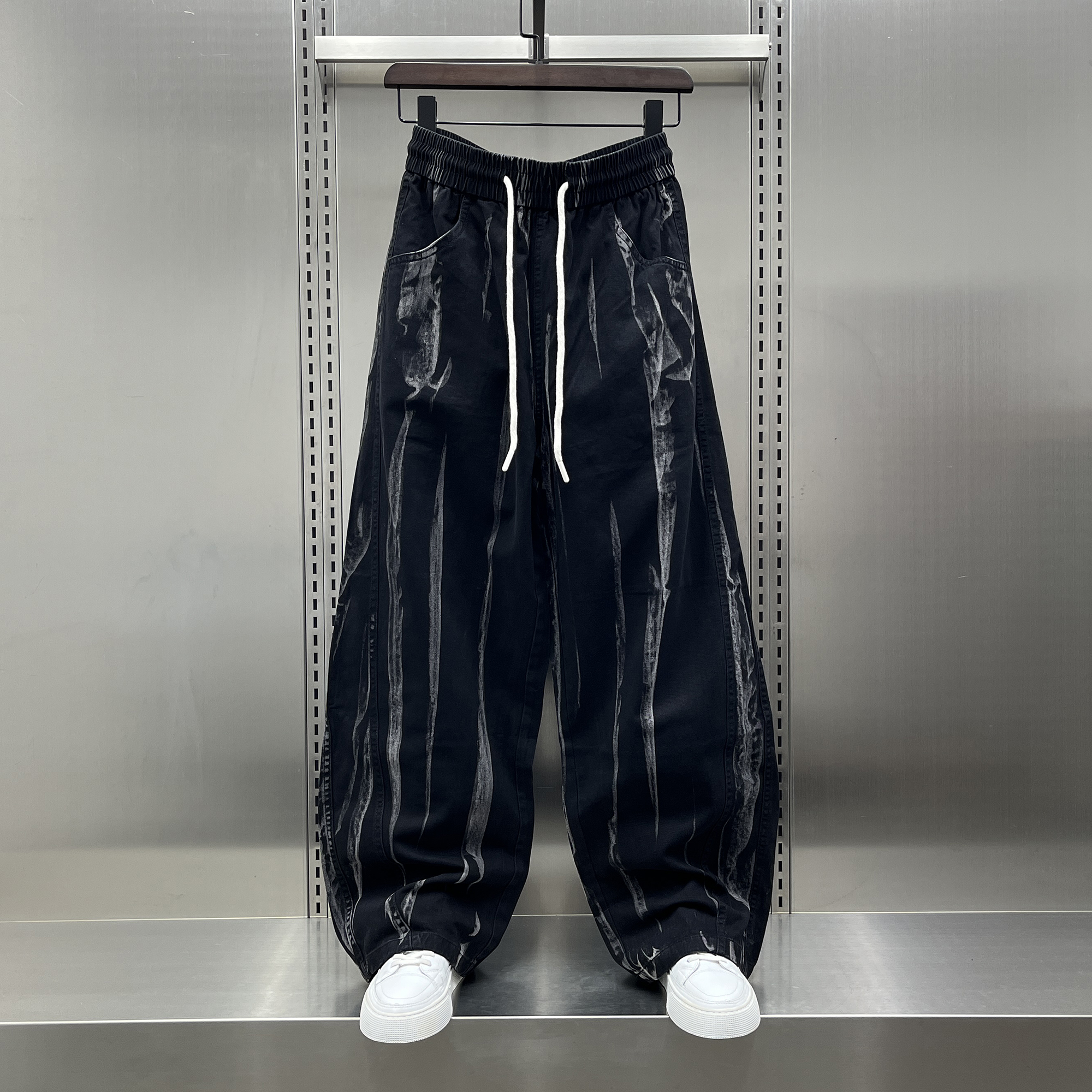 高级感设计复古水洗休闲阔腿裤