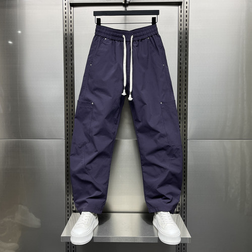 夏季新款男士薄款纯色直筒弯刀裤