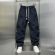 裤 男2024春秋款 潮流宽松休闲阔腿裤 青年痞帅工装 黑色显瘦运动裤