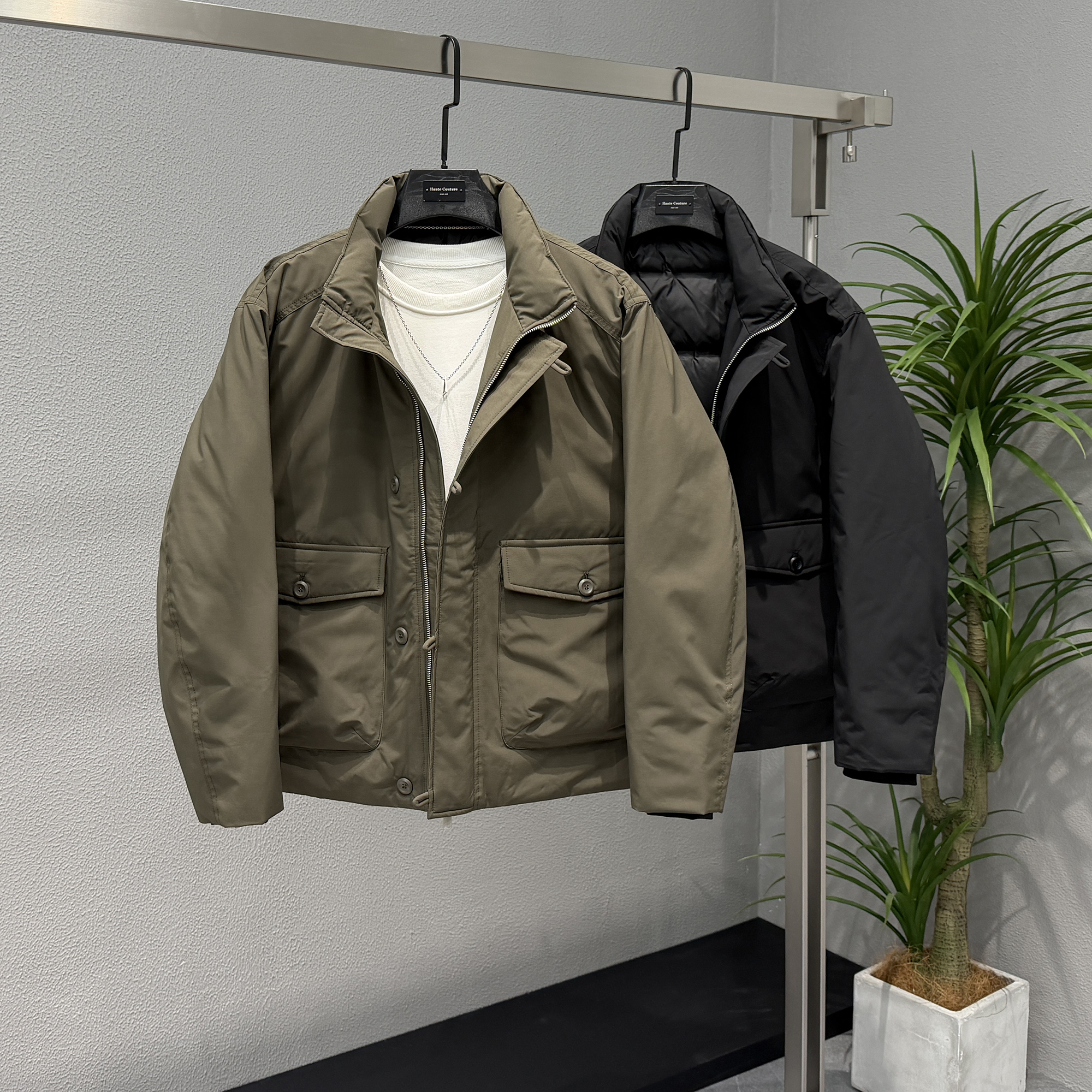 潮牌韩版90白鸭绒加厚立领羽绒服男士2025冬季宽松中国风纯色夹克