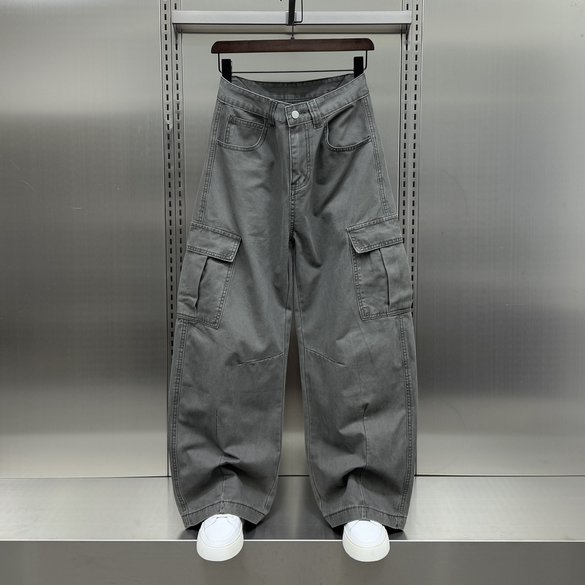 重磅全棉美式多口袋工装裤男2025秋季新款潮流痞帅休闲牛仔弯刀裤,男装,休闲裤,淘宝优惠券,粉丝福利购,淘宝优惠卷