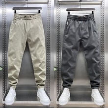 纯色男士痞帅休闲裤卡其色潮流春秋简约长裤冬季加绒修身小脚男裤