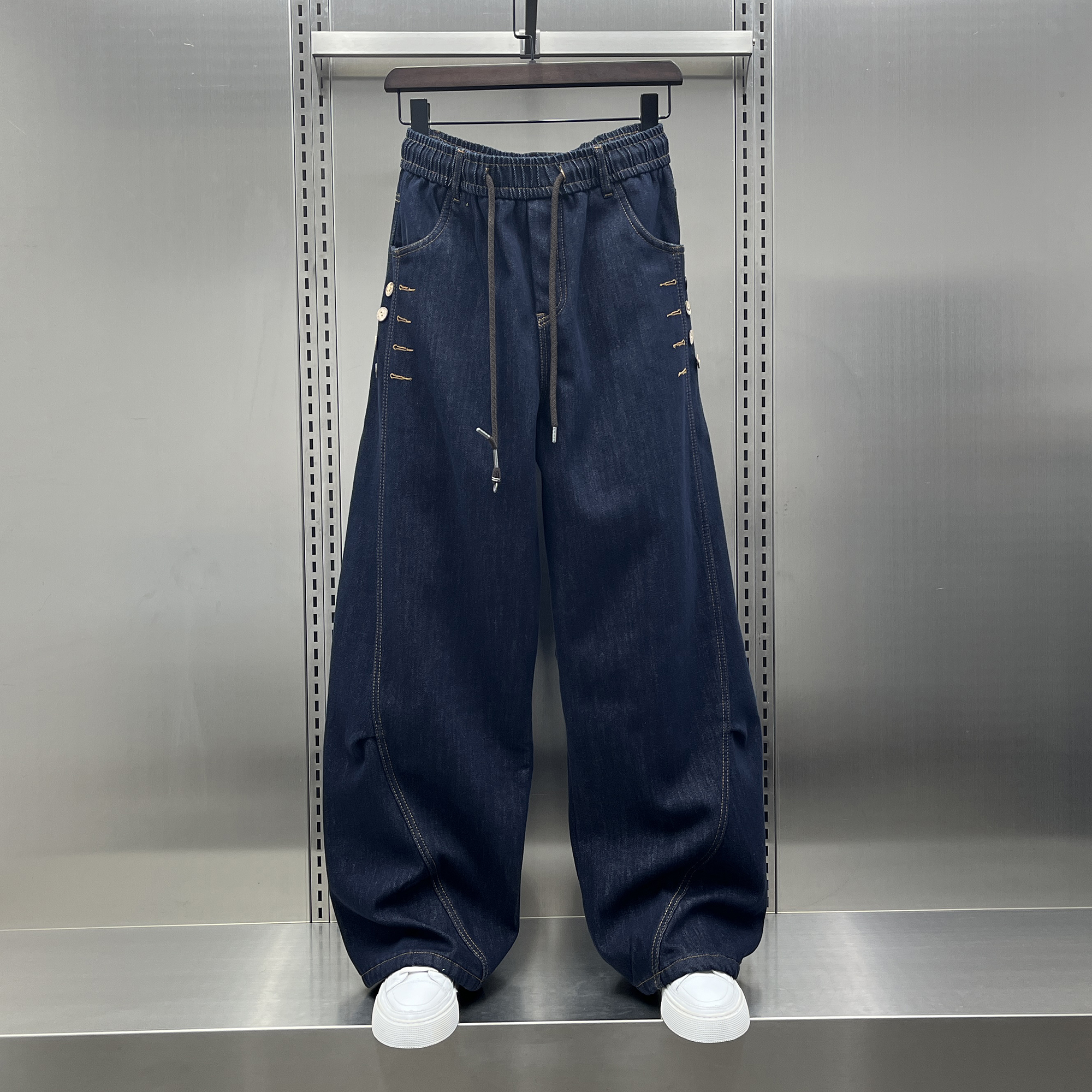 重磅潮流设计感加绒水洗牛仔裤男士2025秋冬新款美式高街痞帅长裤