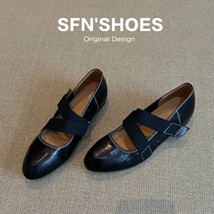 2026春季新款复古风交叉带玛丽珍鞋法式平底鞋配裙子内增高单鞋女