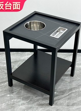 高端棋牌室麻将桌边岩板茶几麻将机茶几茶水架烟灰缸置物架茶水桌