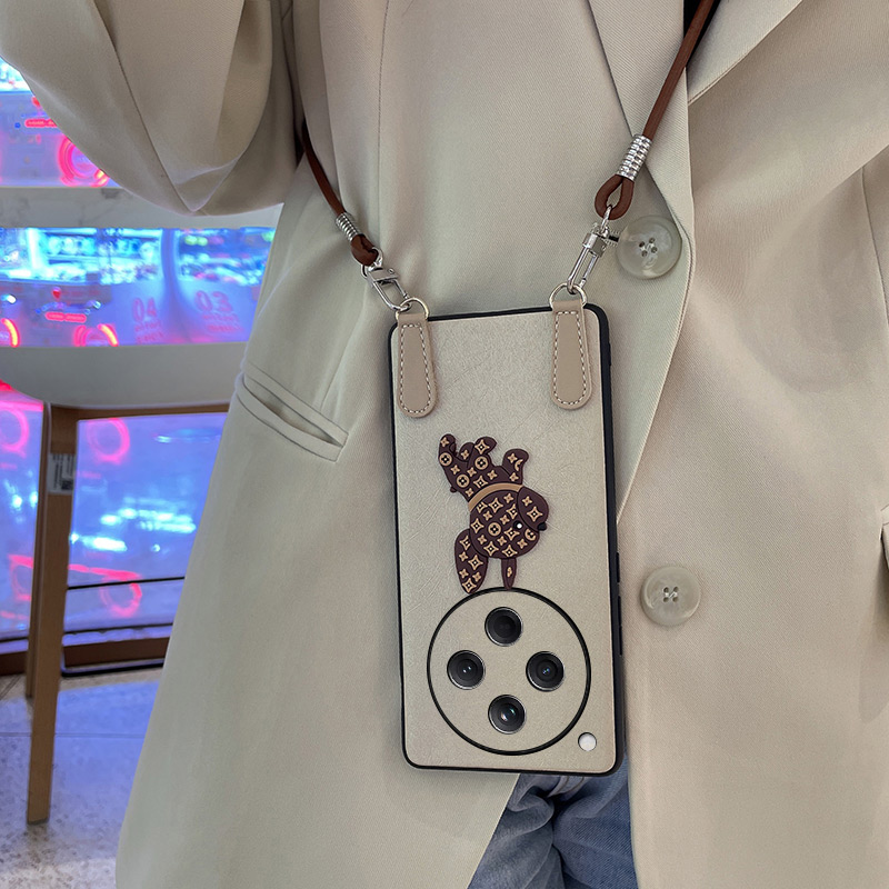 适用于OPPOFindX8s手机壳卡通时尚斜挎挂绳oppofindx8s+全包防摔保护套FindX8Ultra创意蚕丝纹硬壳