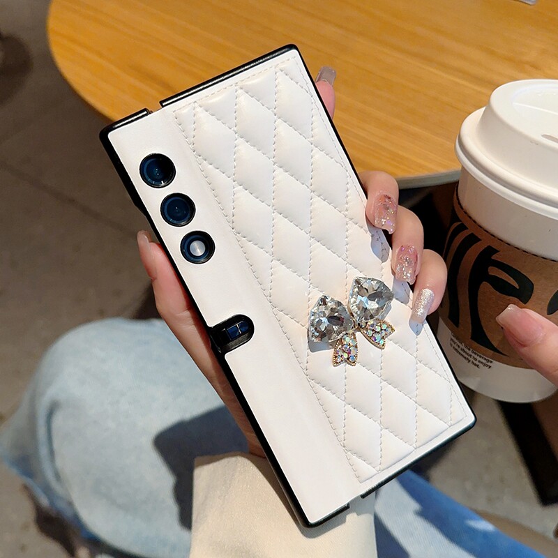 适用于荣耀VPurse新款手机壳创意时尚水晶蝴蝶荣耀VPurse全包折叠防摔小香风皮纹硬壳VPurse网红简约保护套